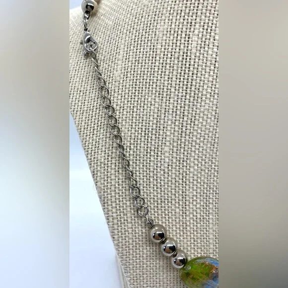 Green Gold Silver Beaded Chunky Necklace Vintage Boho-chic Retro Party Classic - Picture 5 of 11